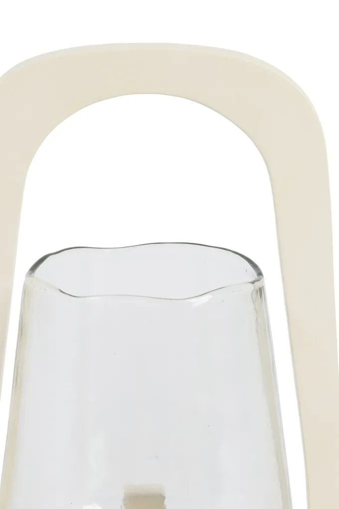 Light en Living Windlicht Ø18x26,5 cm ANOSY glas helder+hout crème