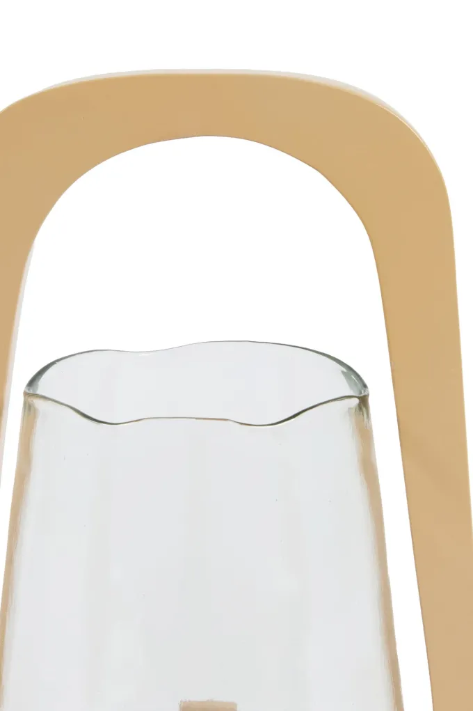 Light en Living Windlicht Ø18x26,5 cm ANOSY glas helder+hout zand