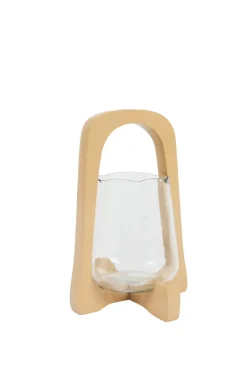 Light en Living Windlicht Ø18x26,5 cm ANOSY glas helder+hout zand