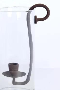 Light en Living Windlicht 17X13X28,5 cm DOLEGA glas helder+donkerbruin