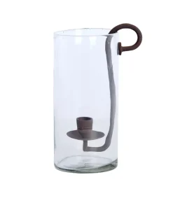 Light en Living Windlicht 17X13X28,5 cm DOLEGA glas helder+donkerbruin