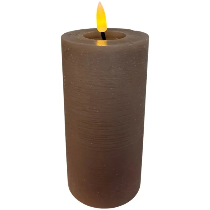 Mansion Atmosphere Oplaadbare LED-kaars 7,5 x 15 cm - rustiek grijs