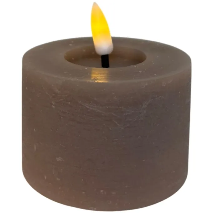 Mansion Atmosphere Oplaadbare LED-kaars 7,5 x 5 cm - rustiek grijs