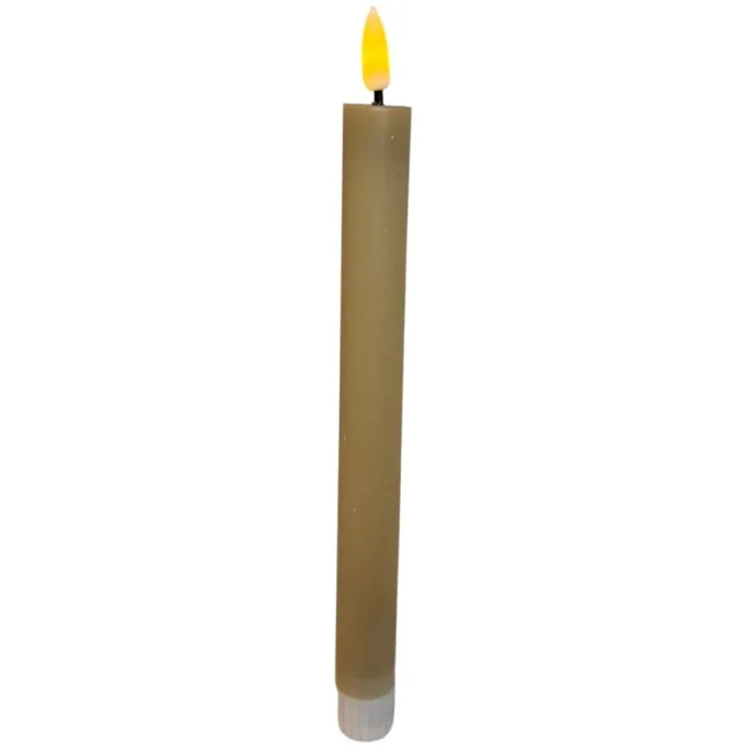 Mansion Atmosphere Oplaadbare LED-dinerkaars 2,2 x 22 cm rustiek zandkleurig - set van 2