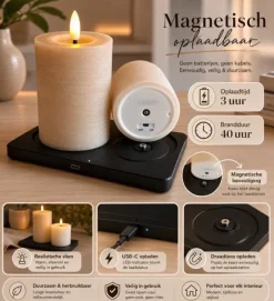 Mansion Atmosphere Oplaadbaar LED-theelichtje 3,8 x 4 cm rustiek zand