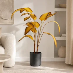 Parlane Ornament in pot Strelitzia Goud-Bruin+Zwart - 110 cm