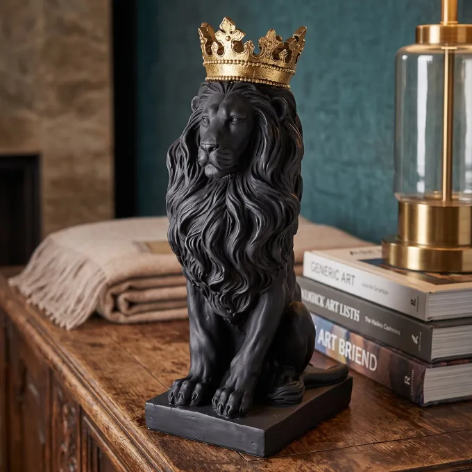 Parlane Ornament Lion KING zwart/goud - Stoer woonaccessoire