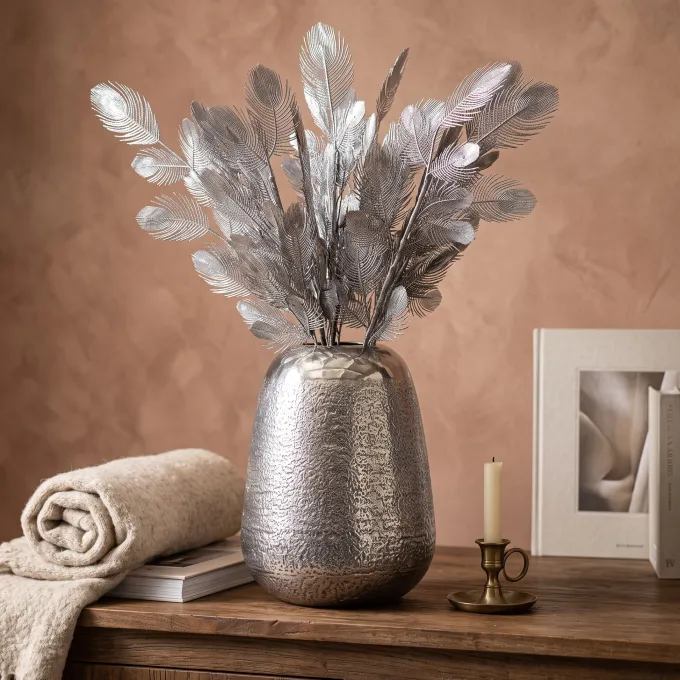 Parlane Ornament 10x2x76 cm PEACOCK FEATHER platinum
