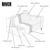 Pepp Interiors Bank River met chaise longue rechts in Majestic 603
