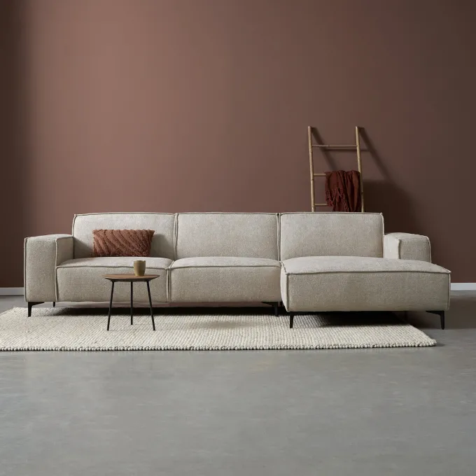 Pepp Interiors Bank River met chaise longue rechts in Majestic 603