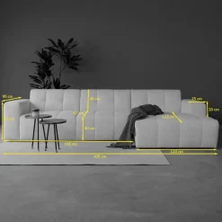 Pepp Interiors Bank Wave 2.5 zits met chaise longue links modesto 484
