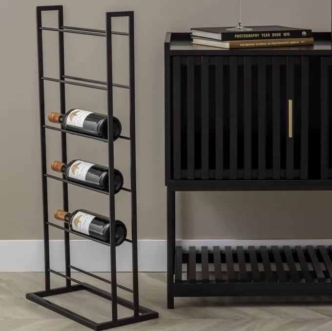 Present Time Wijnrek Single Floor metaal mat zwart