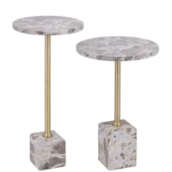 PTMD Bijzettafel Ebe Hoog Beige Marmer Ø30 cm