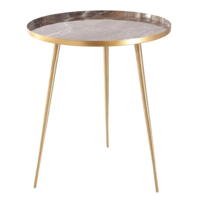 PTMD Bijzettafel Jiven Goud / Marmer print