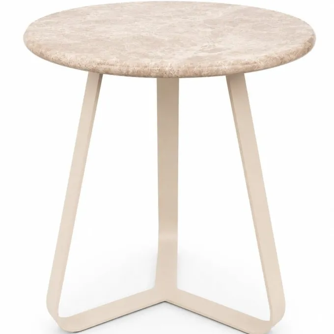 PTMD Bijzettafel Kae Beige marmer rond