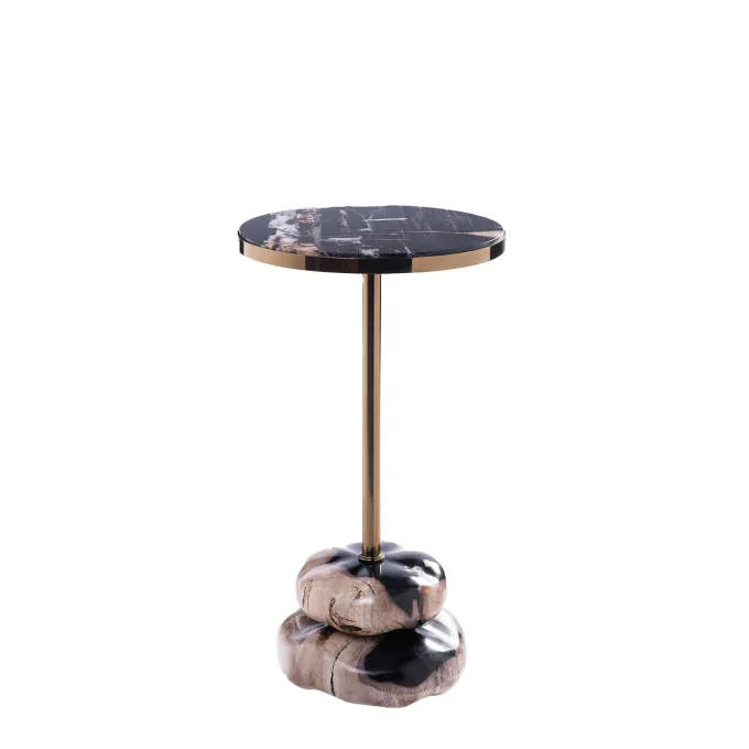 PTMD Bijzettafel Wane Naturel met voet van versteend hout