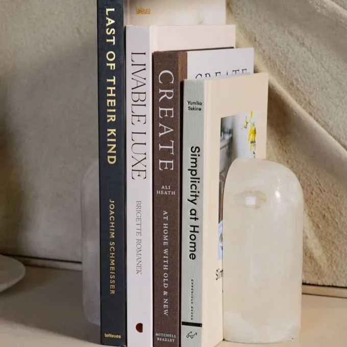 PTMD Boekensteun Louva Naturel alabaster – set van 2