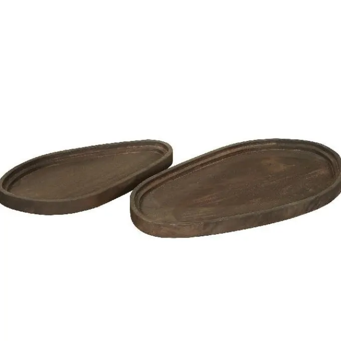 PTMD Dienblad Firas organisch donkerbruin mangohout – set van 2