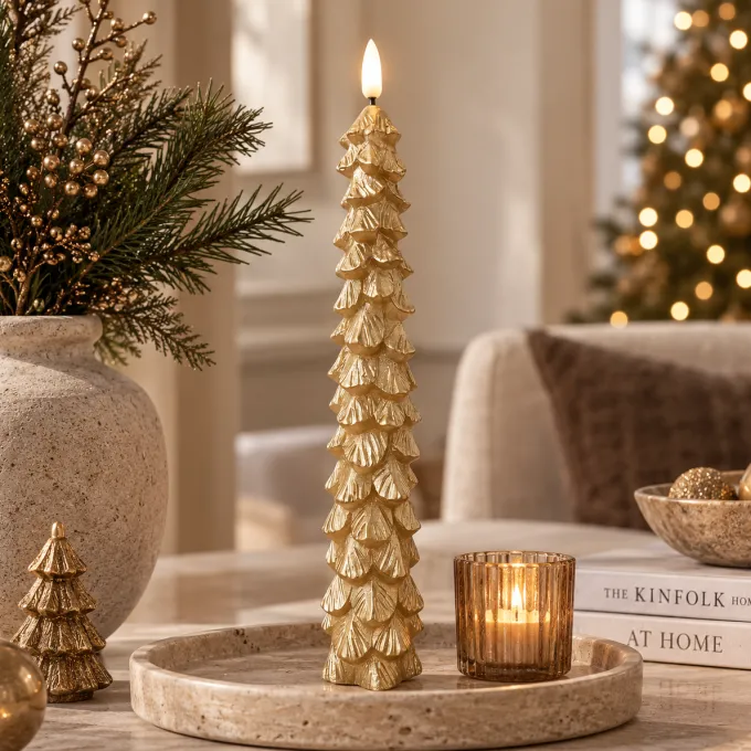PTMD Dinerkaars LED Kerstboom goud set van 2
