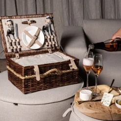PTMD Kinzey Brown wilgen picknickmand voor 2 personen
