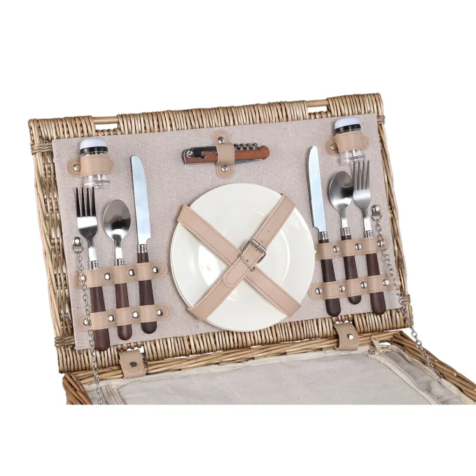 PTMD Kinzey Naturel wilgen picknickmand voor 2 personen