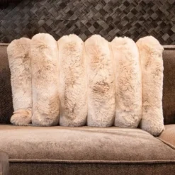 PTMD Kussen Divvo Beige brede rib rechthoekig