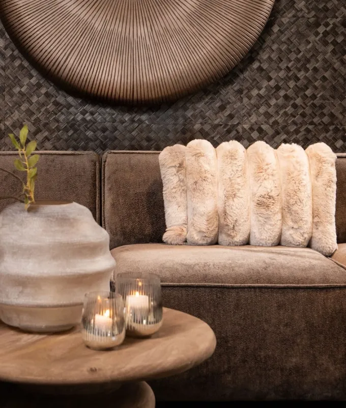 PTMD Kussen Divvo Beige brede rib rechthoekig