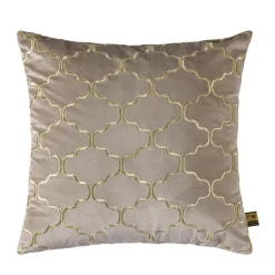 PTMD Kussen Lizze Beige velvet embroidery patroon 45 x 45