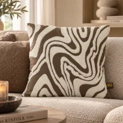 PTMD Kussen Zaraa Taupe katoen kussen weavy S