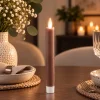 PTMD LED Dinerkaarsen rustiek bruin met beweegbare vlam kort – 2 stuks