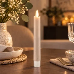 PTMD LED Dinerkaars rustiek beige beweegbare vlam 2 stuks - kort model