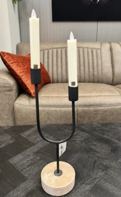 PTMD LED Dinerkaars rustiek wit beweegbare vlam 2 stuks - kort model