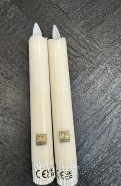 PTMD LED Dinerkaars rustiek wit beweegbare vlam 2 stuks - kort model