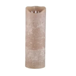 PTMD LED-kaars rustiek beige 45 cm hoog met 3 bewegende vlammetjes