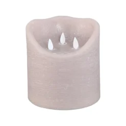 PTMD LED kaars rustiek Beige met 3 bewegende vlammetjes