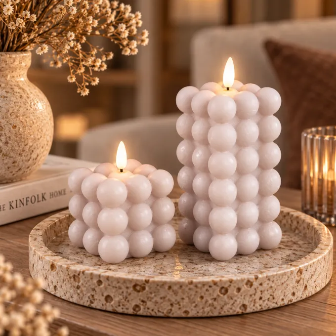 PTMD LED Licht Kaars Bubble beige L