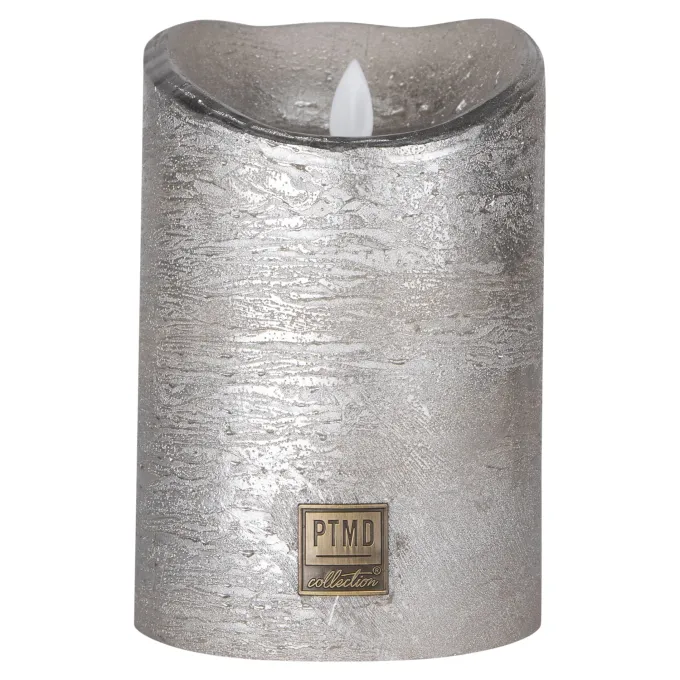 PTMD LED licht kaars metallic taupe met beweegbare vlam XS