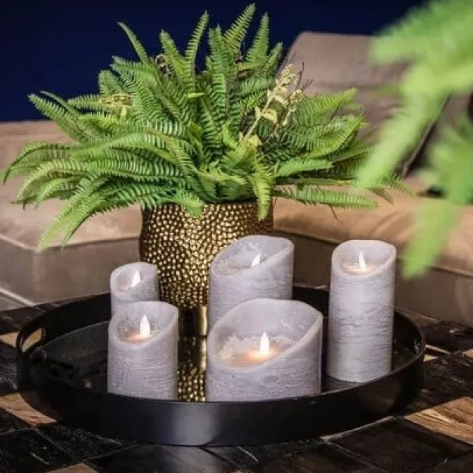 PTMD LED Licht Kaars suede grey met beweegbare vlam