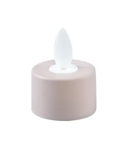 PTMD LED theelicht rustiek beige met vaste vlam – 6 stuks
