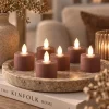 PTMD LED theelicht rustiek bruin met vaste vlam – 6 stuks