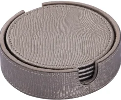 PTMD Onderzetters Rafal Champagne vegan leer coaster rond
