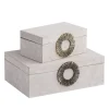 PTMD Opbergbox Hazael Beige suede set van 2
