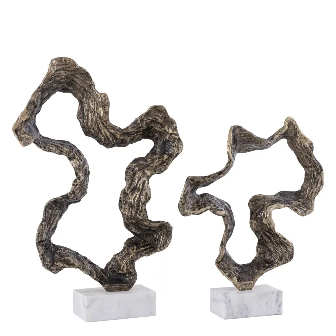 PTMD Ornament Maryan Brass aluminium op marmeren voet S