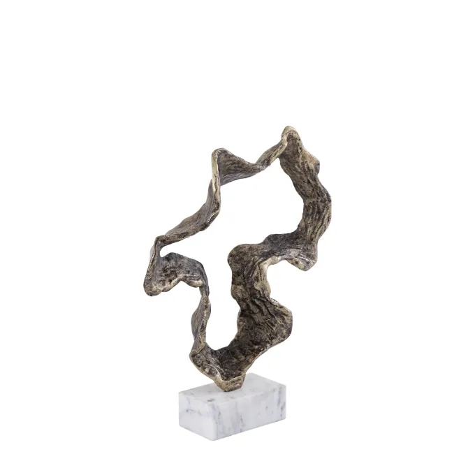 PTMD Ornament Maryan Brass aluminium op marmeren voet S