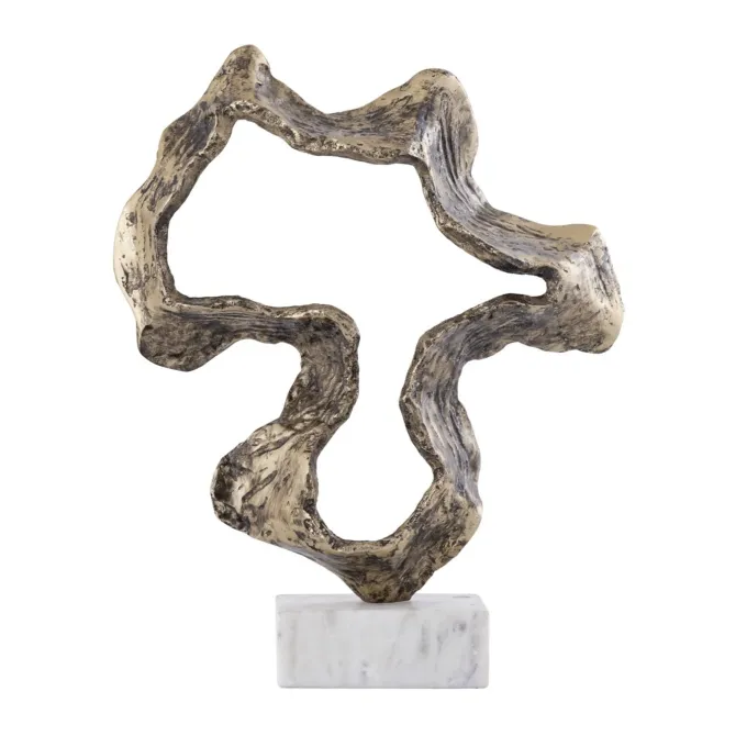 PTMD Ornament Maryan Brass aluminium op marmeren voet S