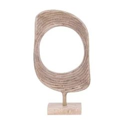 PTMD Ornament Monah Beige gegoten aluminium op travertin voet S