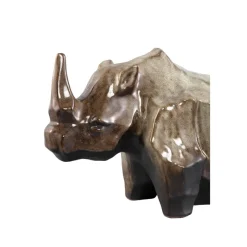 PTMD Ornament neushoorn Tarig Lichtbruin Keramiek S