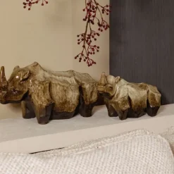 PTMD Ornament neushoorn Tarig Lichtbruin Keramiek S