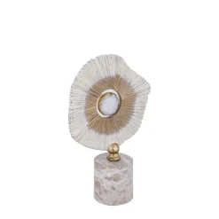 PTMD Ornament Rella Beige gegoten aluminium met marmer S