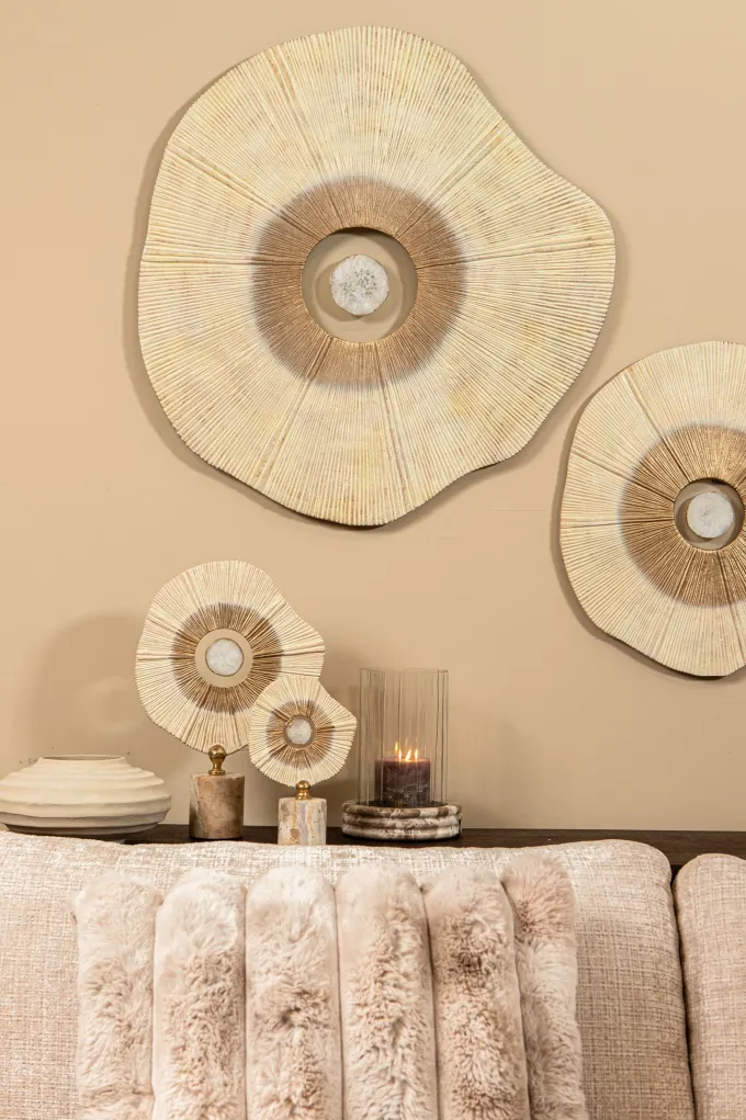 PTMD Ornament Rella Beige gegoten aluminium met marmer L